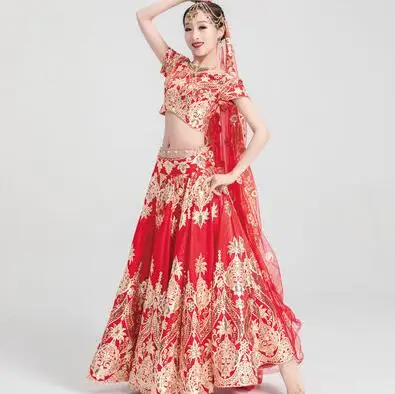 Sarees Wedding India  Woman Wedding Costume Ethnic Style Lehenga Choli Performance Gorgeous Suits top+skirt+scarf+pants