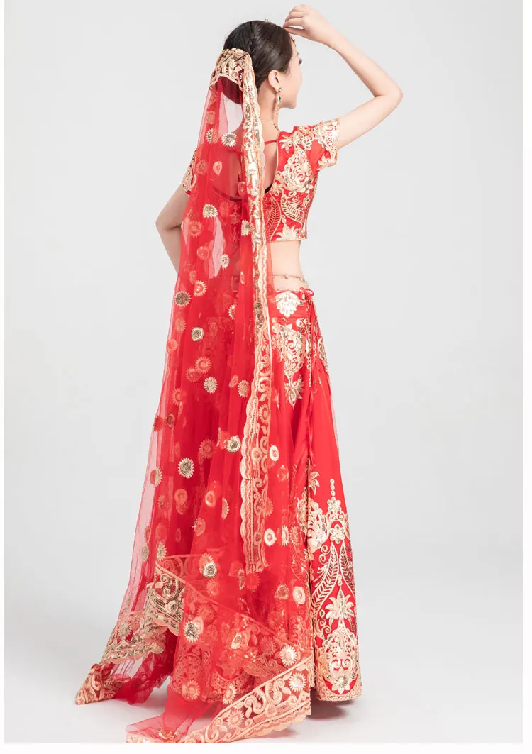 Sarees Wedding India  Woman Wedding Costume Ethnic Style Lehenga Choli Performance Gorgeous Suits top+skirt+scarf+pants