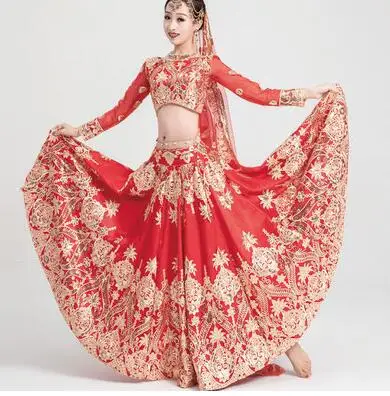 Sarees Wedding India  Woman Wedding Costume Ethnic Style Lehenga Choli Performance Gorgeous Suits top+skirt+scarf+pants