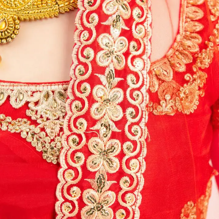 New India Pakistan Gorgeous Sarees For Woman India Lehenga Choli Dance Performance Dress Woman Beautiful Embroideried Red Sets
