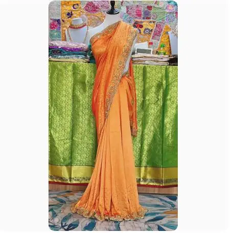 Indian Women Sari Tradition 6 Meter Long Saree Embroidered Beads