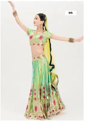Lehenga Choli Indian Traditional Clothing for Women Blouse Skirt with Shawl Mirrors Embellished Folk Dances Costume Indian Dress
