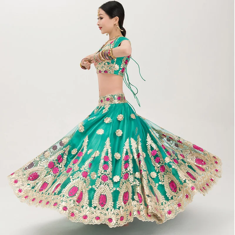 Lehenga Choli Indian Traditional Clothing for Women Blouse Skirt with Shawl Mirrors Embellished Folk Dances Costume Indian Dress