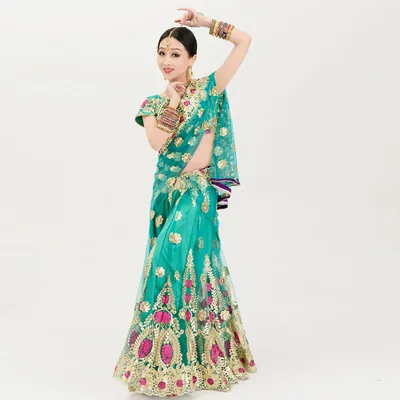 Lehenga Choli Indian Traditional Clothing for Women Blouse Skirt with Shawl Mirrors Embellished Folk Dances Costume Indian Dress