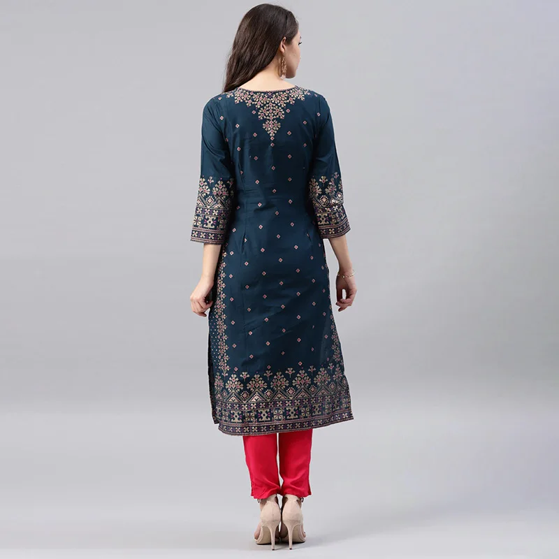 Kurtas for Women Spring Summer Women's Indian Dress Cotton Printed Floral Ethnic Style Kurti Top South Asian Clothes