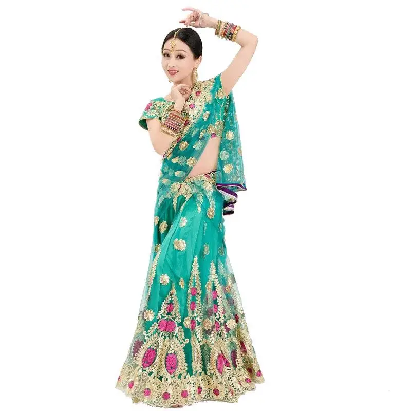 Lehenga Choli Indian Traditional Clothing for Women Blouse Skirt with Shawl Mirrors Embellished Folk Dances Costume Indian Dress