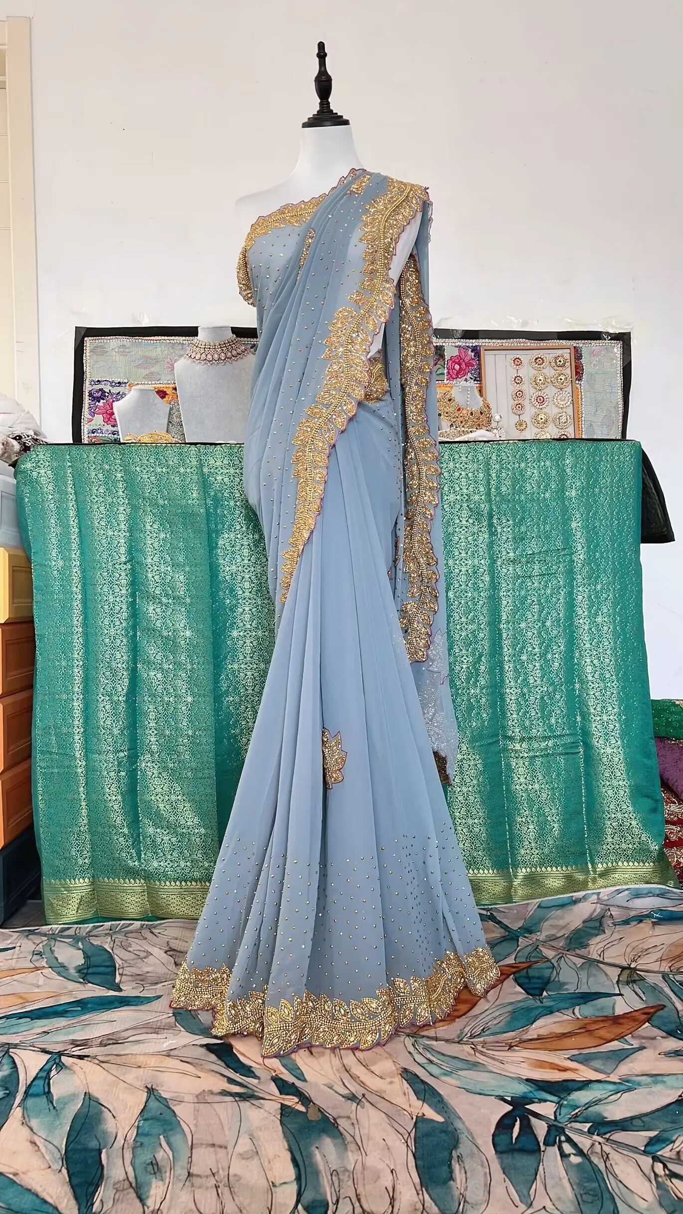 Indian Women Sari Tradition 6 Meter Long Saree Embroidered Beads