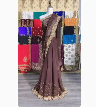 Indian Women Sari Tradition 6 Meter Long Saree Embroidered Beads