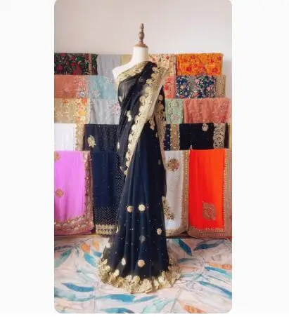 Indian Women Sari Tradition 6 Meter Long Saree Embroidered Beads